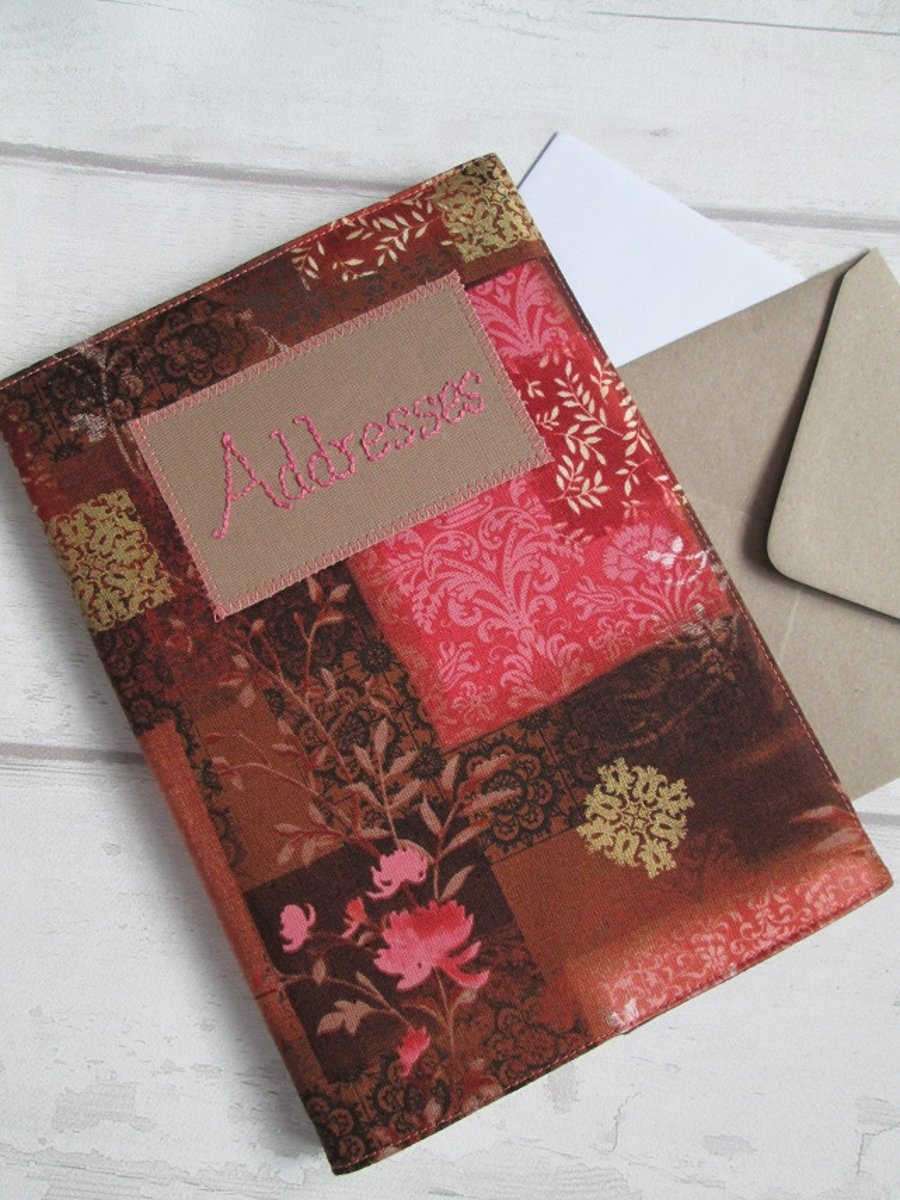 A5 Address Book - Chocolate and Pink Oriental Print