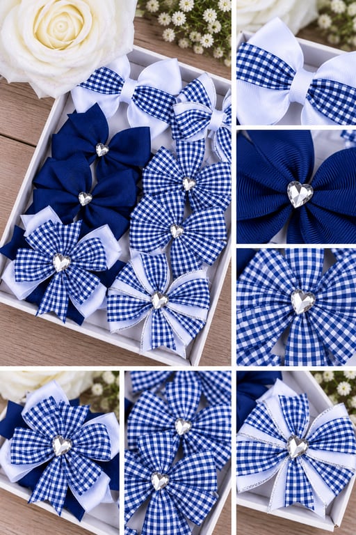 Sophia's Handmade 8-Piece School Sets-Navy Blue & White