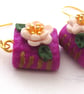 Polymer Clay Purple Book Earrings - Image 5