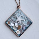 Seaside Treasure Resin Necklace – Starfish & Natural Shell Fragments