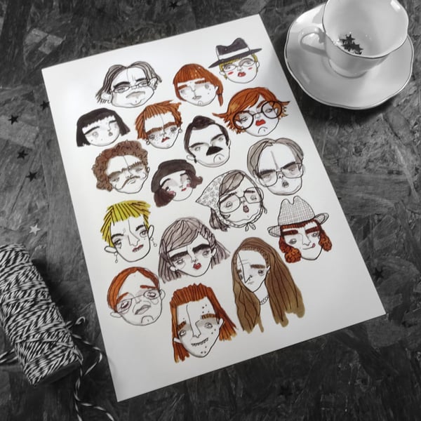 League of Gentlemen Fan Art- A4 Doodle heads