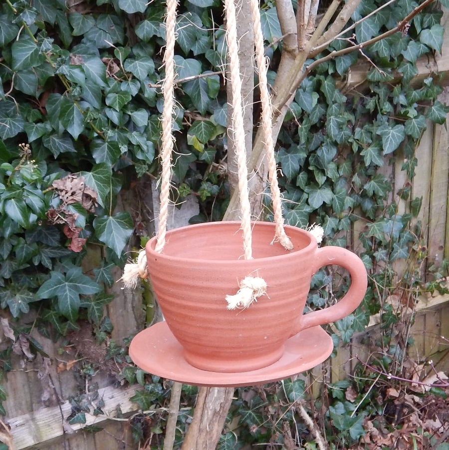 Bird feeder weatherproof hand thrown terracotta pottery ceramic handmade