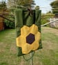Peg bag with shoulder strap & other hooks. Green with patchwork sunflower  - Image 3