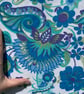 Large Piece RETRO Floral Paisley Blue Lime Purple Flower 60s 70s Vintage Fabric - Image 2