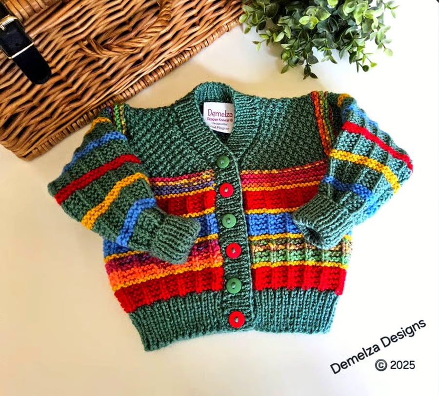 Designer Baby Boy's Hand Knitted Cardigan  9 -18 Months Size