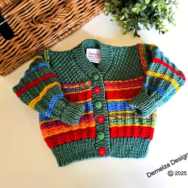 Designer Baby Boy's Hand Knitted Cardigan  9 -18 Months Size