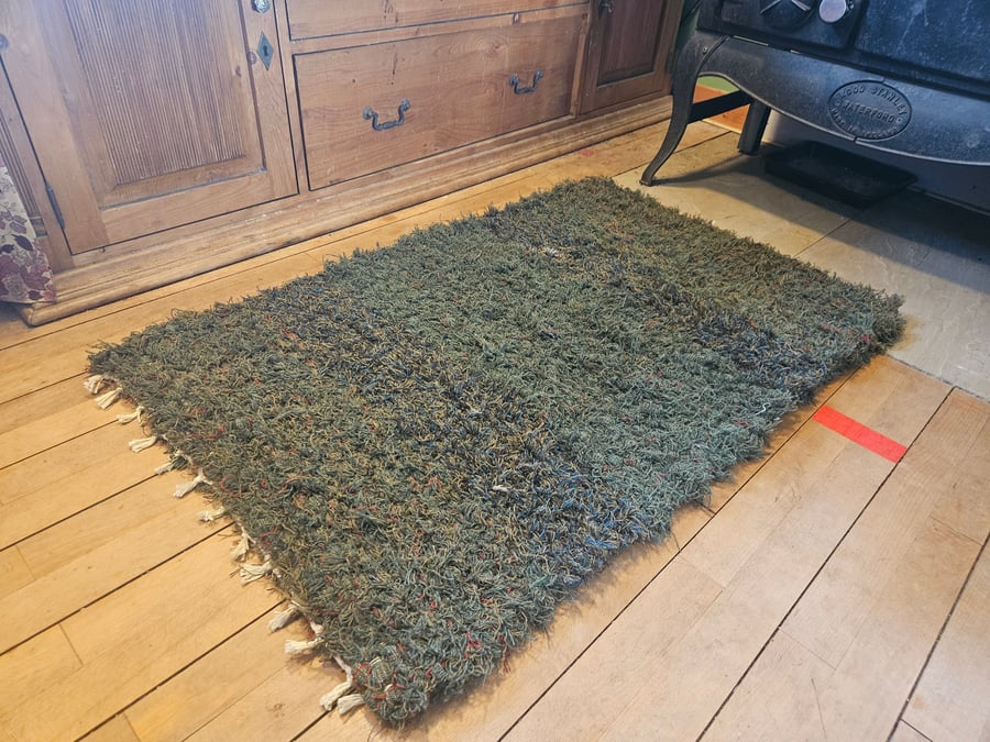 Hand made wool selvedge rug