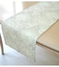 4ft Table Runner Grey Floral Toile 48" Flowers Light Silver - Image 1
