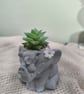 Concrete elephant planter with faux succulent, cute shelf decor, desk ornaments