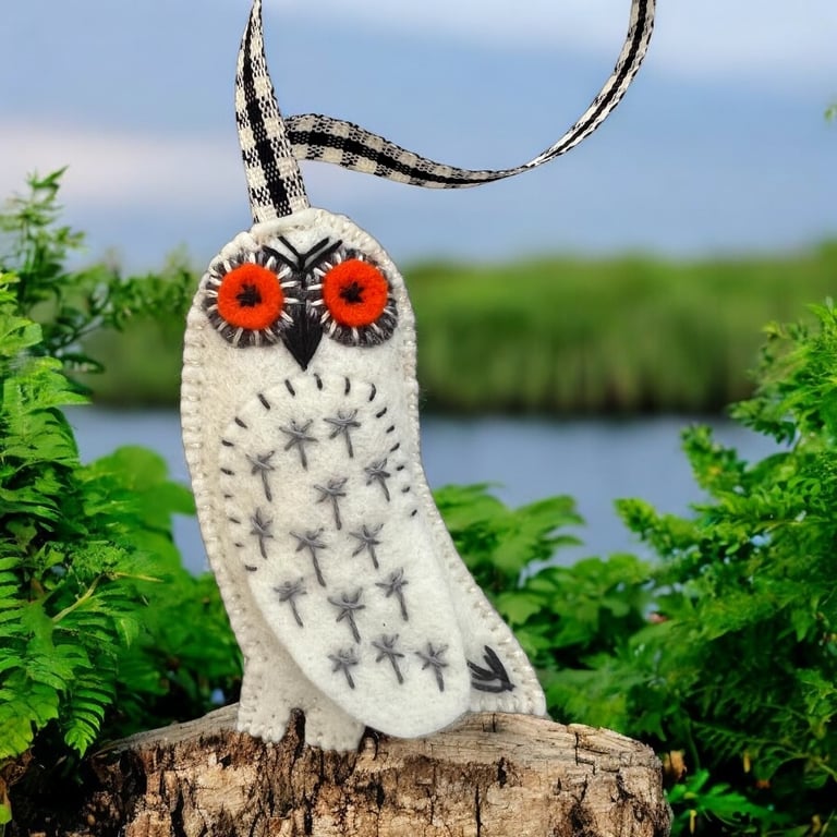 Felt Snowy Owl Hanging Decoration 