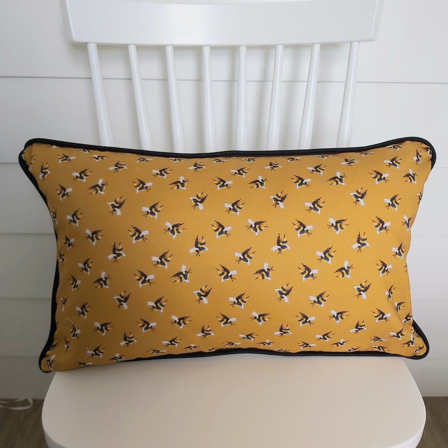 Bees  Cushion Cover with Black Piping