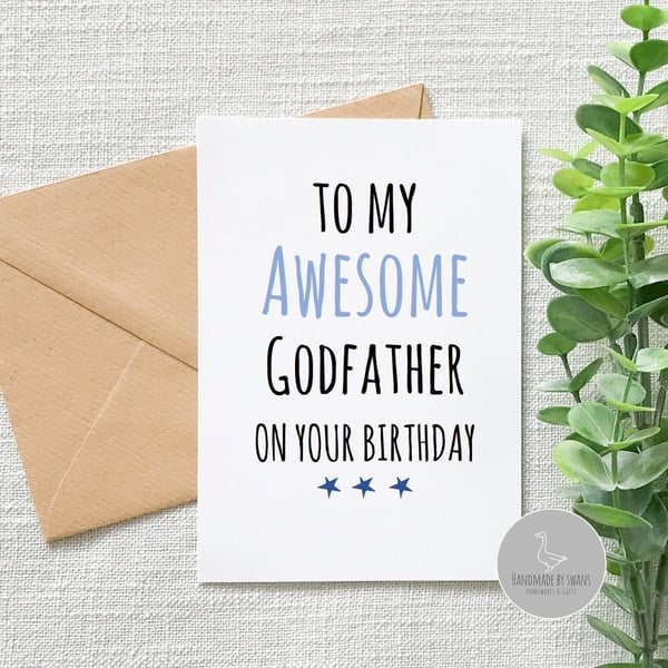 Card for Godfather birthday, card for godfather on your birthday, awesome 