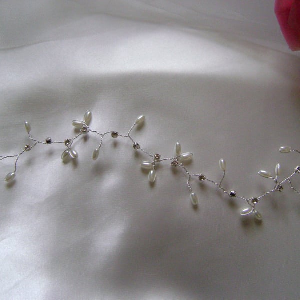 Magdalena - Pearl & Diamante Bridal Hair Vine