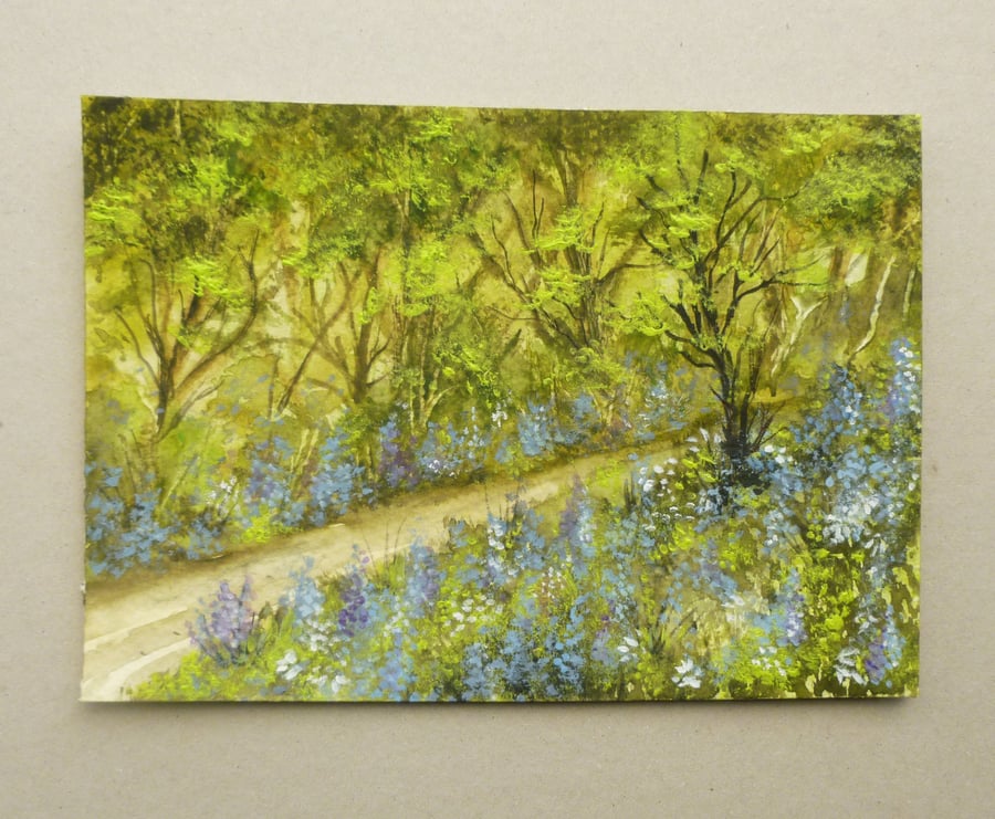 original hand painted bluebell wood watercolour ( ref F 1007 B2 )