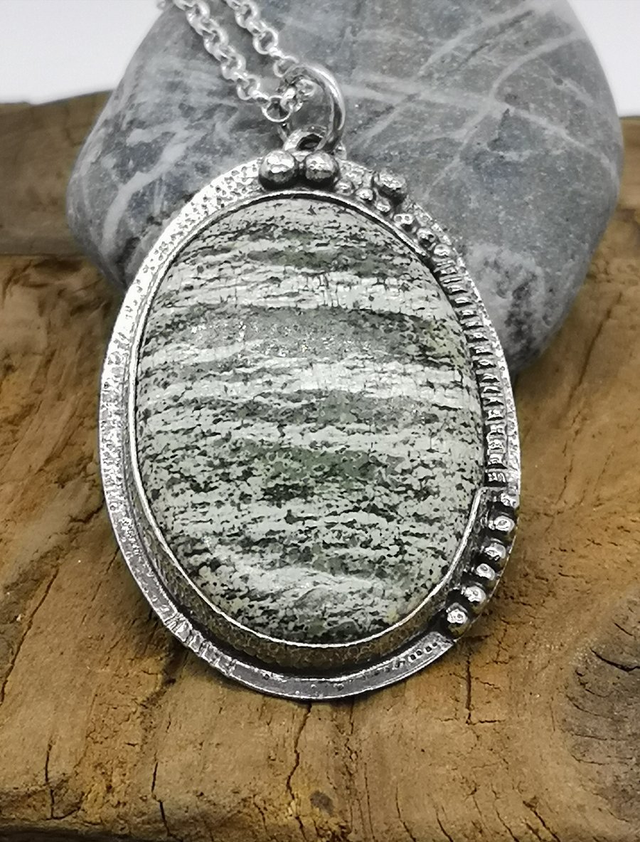 Sterling Silver Pendant with Green Swiss opal  RESERVED FOR VAL