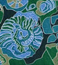 Fossil lino prints, Ammonites - blue