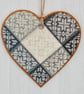 Grey Diamond: Decoupaged Wooden Hanging Heart 15cm (6”)