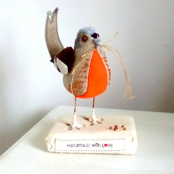 Fabric Chaffinch, Embroidered Chaffinch, Bird Decor
