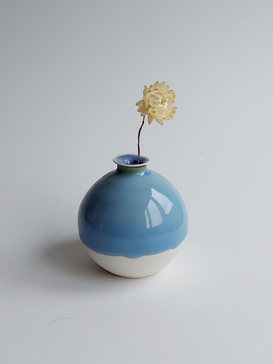 Small Porcelain Bud vase in Gardom's Green  glaze