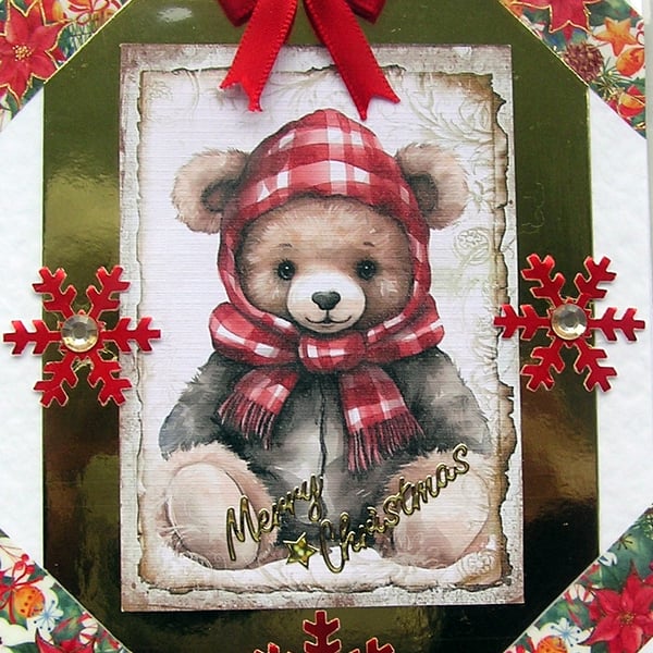 Happy Christmas Hand Crafted Decoupage Christmas Card - Happy Christmas 2732