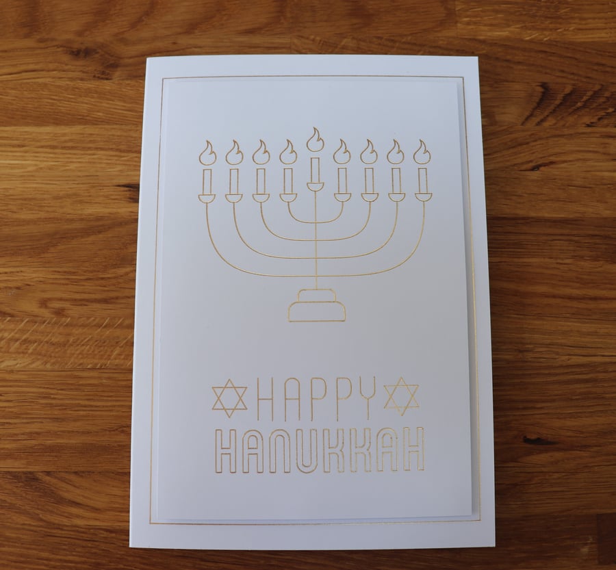 Happy Hanukkah in Gold Foil.