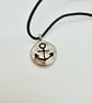 Silver Anchor Pendant on leather cord - Image 1
