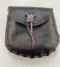 Medieval Style: Black Leather Pouch with Pirate closure - FREE SHIPPING