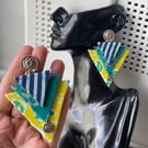 Artisanal Triad Earrings in Fabric