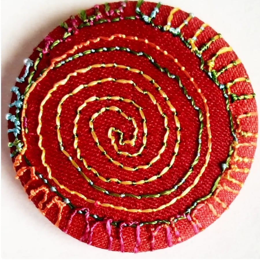 Buttons 1 inch button Hand Dyed Silks and Cottons Free Machine Embroidery Button