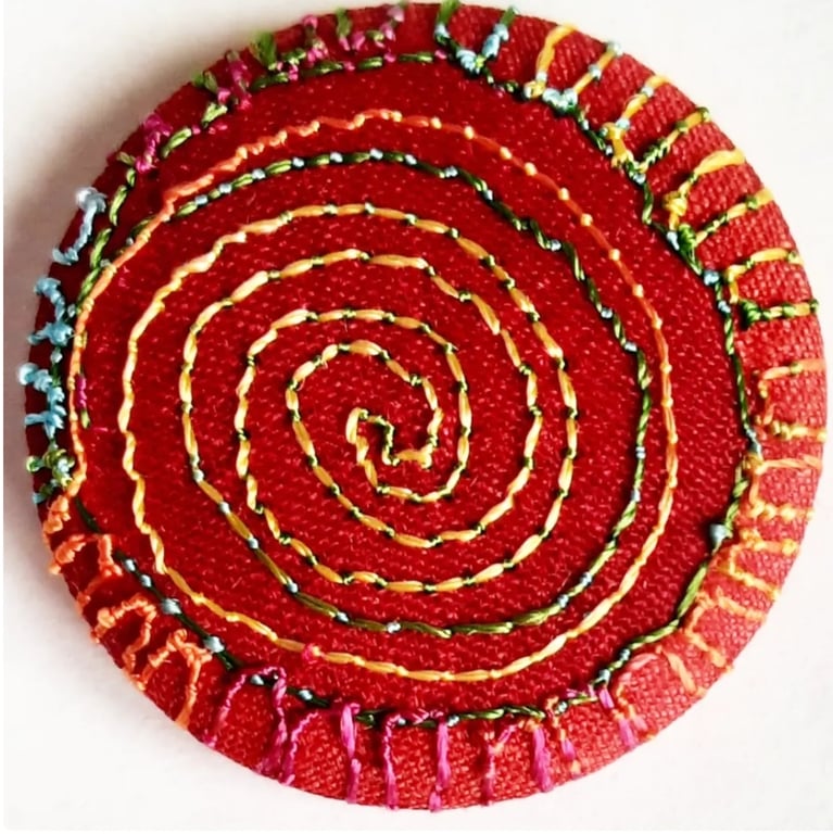 Buttons 1 inch button Hand Dyed Silks and Cottons Free Machine Embroidery Button