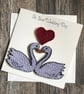 Handmade quilled Swan wedding day card - Image 1
