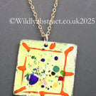 Kiln-fired enamel abstract art pendant