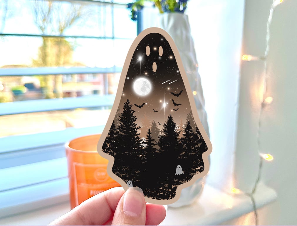 Vinyl Ghost Sticker, Halloween Stickers, Spooky Ghost. 