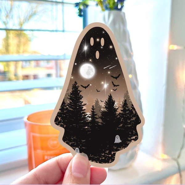 Vinyl Ghost Sticker, Halloween Stickers, Spooky Ghost. 