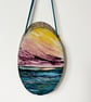 Original Seascape Hanging Wooden Log Slice - 'Nourish'