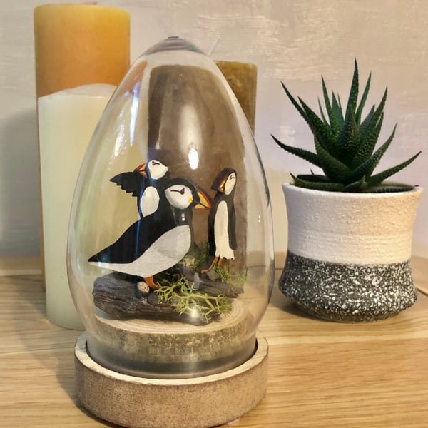 Puffin bell jar ornament 