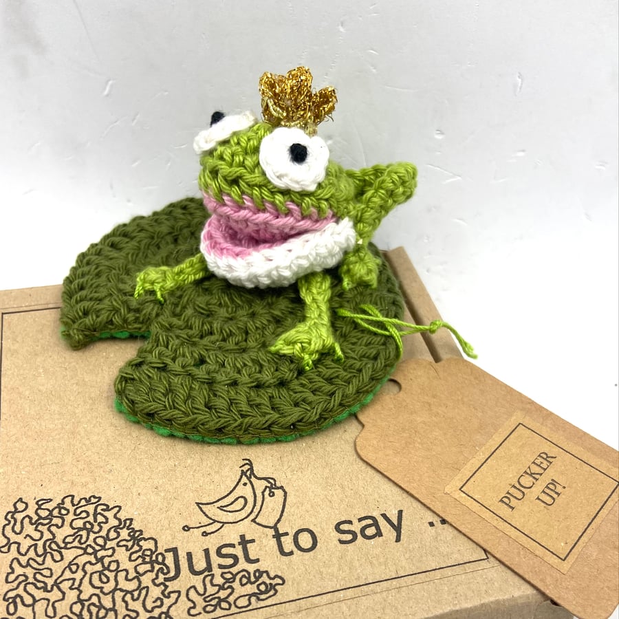 Crochet Frog Prince ( or Princess) on a Lily Pad