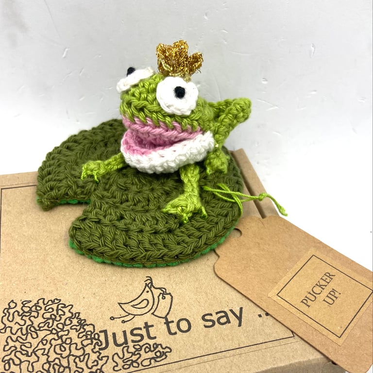 Crochet Frog Prince ( or Princess) on a Lily Pad