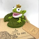 Crochet Frog Prince ( or Princess) on a Lily Pad