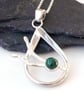 Malachite raindrop pendant with branches hallmarked sterling silver - Image 3