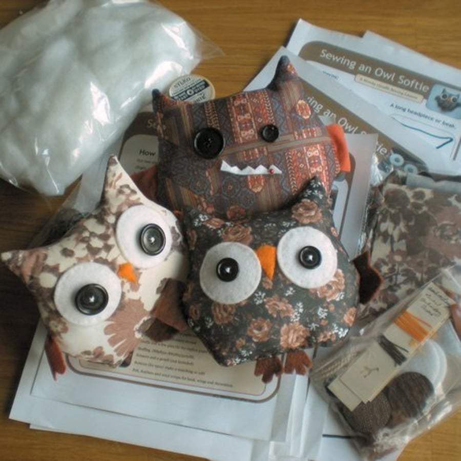 Sew a Softie, Owl Cat Thing Craft Sewing Kit and Tutorial - WonkyGiraffe
