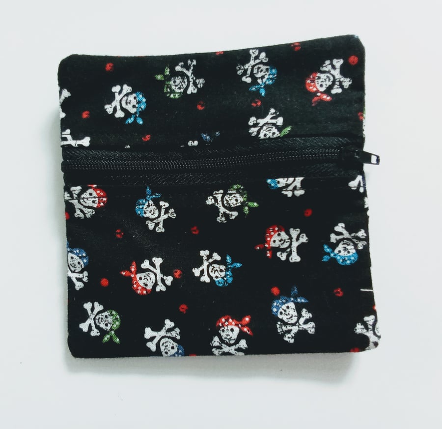 Change purse, coin purse, cotton purse, pirates, skull and Crossbones