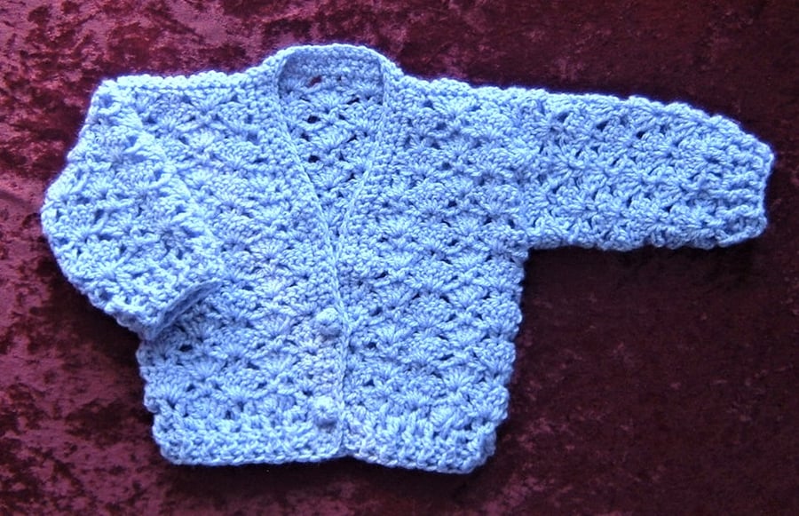 baby crochet V neck cardigan 0-3 months ( ref F 745)