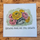 Hand Decorated Hedgehog Greetings Card – Growing Pains Are Still Growth