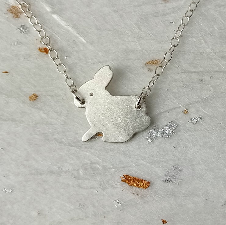 Recycled sterling silver rabbit pendant necklac... - Folksy