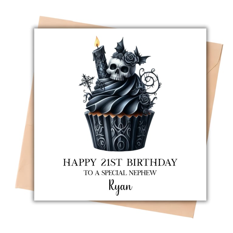 Skull Cupcake Happy Birthday Card