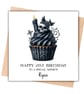 Skull Cupcake Happy Birthday Card