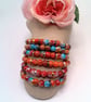 Spatter Glass Bead and Multi Coloured Jump Ring Bracelet, Gift for Her, Bracelet - Image 1