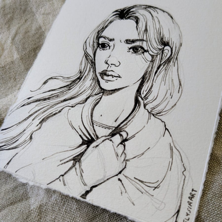 Manon Blackbeak (Throne of Glass) Fan Art, Ink Sketch