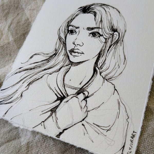 Manon Blackbeak (Throne of Glass) Fan Art, Ink Sketch
